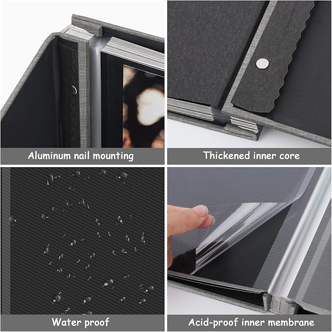 Zesthouse Photo Album Self Adhesive Pages, 60 Pages Magnetic Scrapbook Albums with Sticky Page,Photos Album Holds 8x10 & 5X7 & 4x6 & 6x8 & 3x5, Large Picture Book Ideal for Family,Wedding,Baby