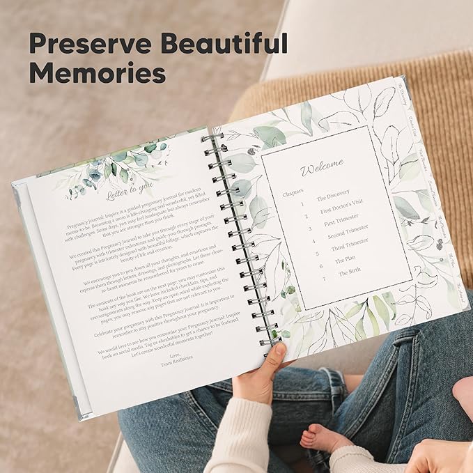 Pregnancy Journal for First Time Moms Gifts - 90 Pages Hardcover Pregnancy Memory Book, Beautiful & Cute Baby Book Keepsake, Ultrasound Baby Scrapbook, Mom To Be Gift (Sage)