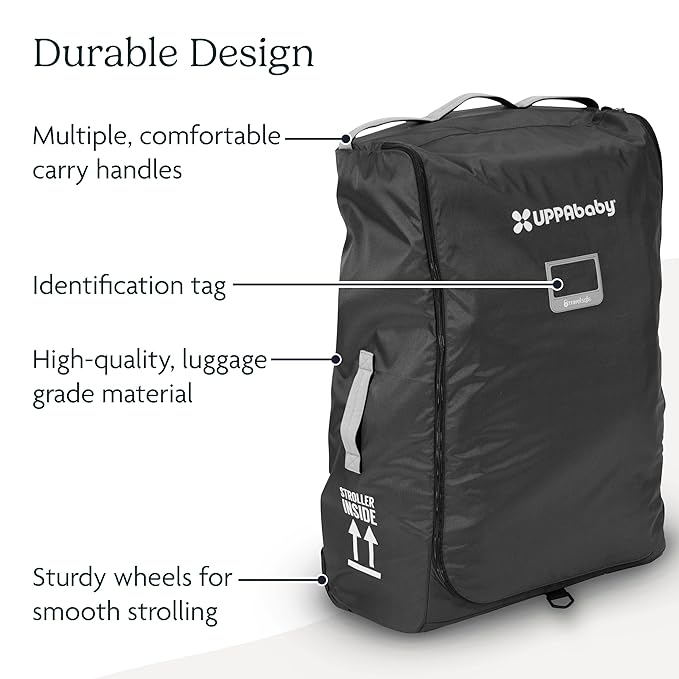 UPPAbaby Travel Bag for Vista and Cruz Strollers - Includes TravelSafe Program Coverage, Inner Wheel Bag and Storage Pocket - Smooth Wheels, Handles + Durable Design