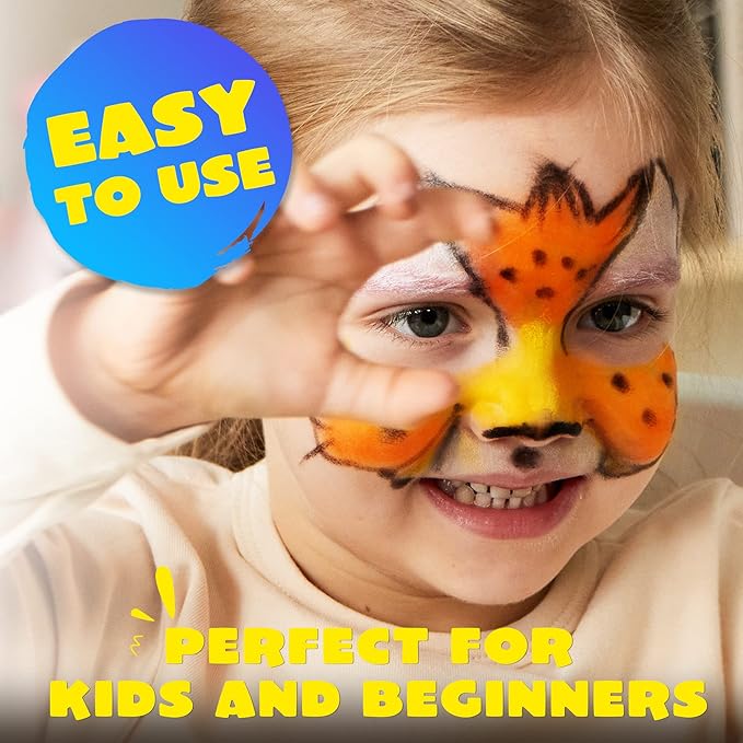 42PCS Face and Body Paint Crayons, XL Face Painting Kit Safe and Non-Toxic Ultimate Party Pack Including 14 Metallic Colors for Birthday Makeup Party Supplies, Festivals, Gifts for Kids Girls Boys