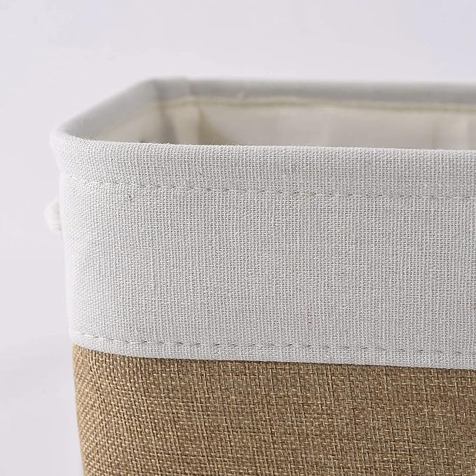 Rectangular Fabric Storage Baskets for Organizing, Shelves, Decorative & Gift (White & Peru)
