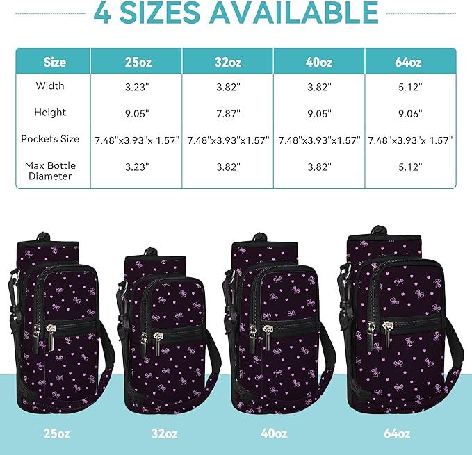 icolor Water Bottle Carrier Bag with Strap 25/32/40 oz Crossbody Bottle Holder with Phone Pocket Sling Sleeve Insulated Neoprene Water Bottle Pouch for Walking Travelling