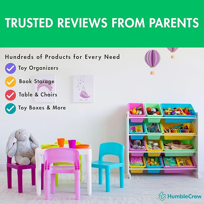 Humble Crew Kids' Toy Storage Organizer, White/Pastel (WO560P)