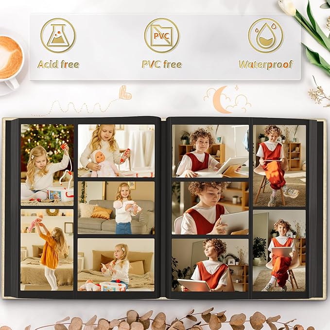 Popotop Photo Album 4x6 1000 Pockets for Wedding Gifts,Linen Hardcover Picture Albums for Family Anniversary Baby Vacation Pictures