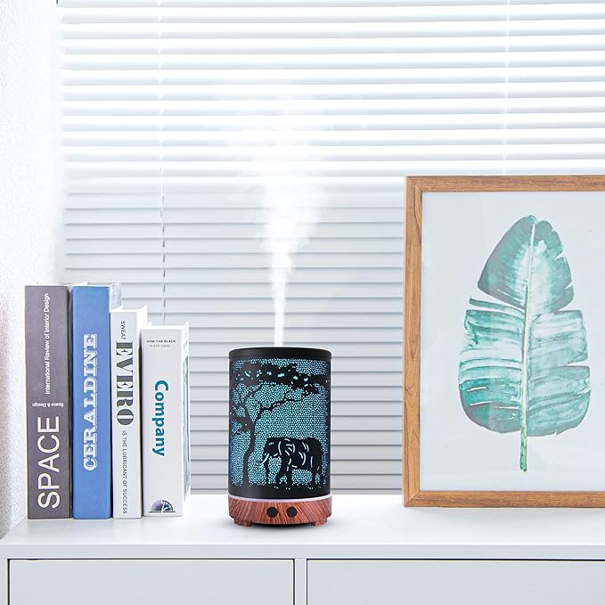 Essential Oils Diffuser,Aromatherapy Diffuser,Birthday Gifts for Women Mom Grandma,Metal Cool Mist Humidifier with 7 Colors Lights Waterless Auto Off Air Diffusers(Elephant)