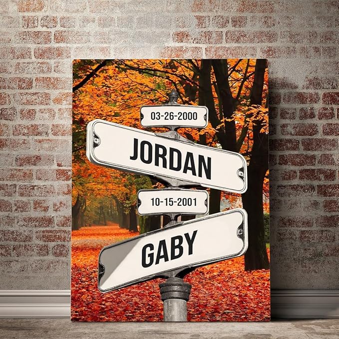 Personalized Family Street Sign Multi-Name Canvas Or Poster Wall Art, Street Sign Customized With Name, Best Gifts For Parents, Grandparents From Kids Daughter Son, Christmas Gift For Family #12