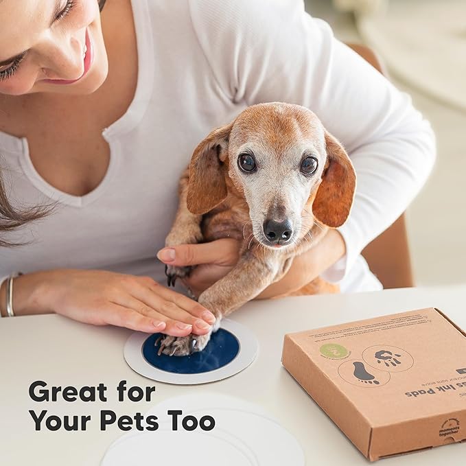 2-Pack Round Inkless Baby Hand and Footprint Kit - Mess Free Ink Pad for Newborn Keepsake, Dog Nose & Paw Print Kit, Clean Touch Ink Pad for Baby Hand & Footprints, Ideal New Mom Gifts (Navy)