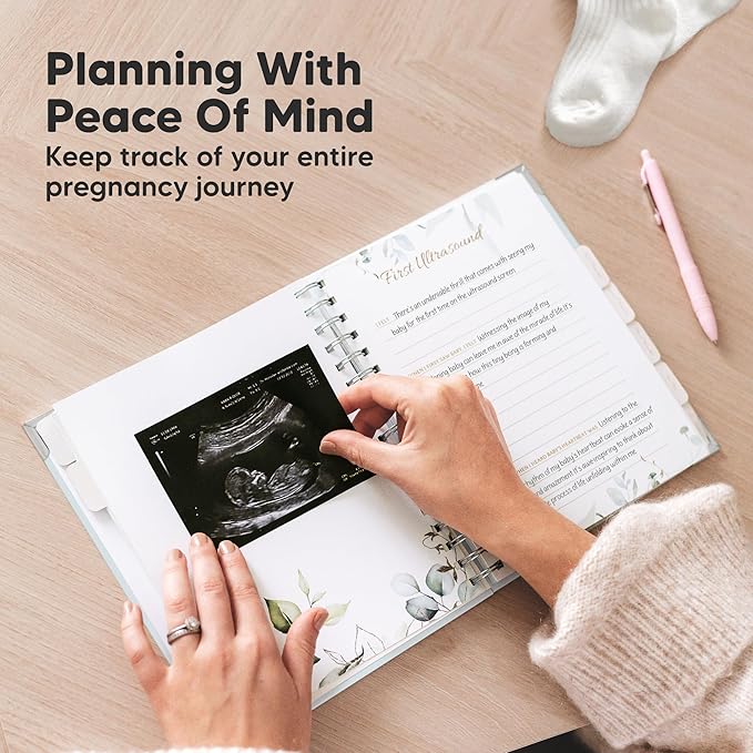 Pregnancy Journal for First Time Moms Gifts - 90 Pages Hardcover Pregnancy Memory Book, Beautiful & Cute Baby Book Keepsake, Ultrasound Baby Scrapbook, Mom To Be Gift (Frost)