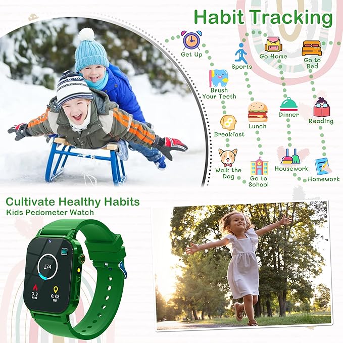 Kids Smart Watch with 32 Games Toys for Ages 5-12 Watch for Kids with HD Touch Screen Video Camera Music Player Pedometer Learn Cards Audiobook, 10 9 8 7 6 5 Year Old Girls Boys Birthday Gifts