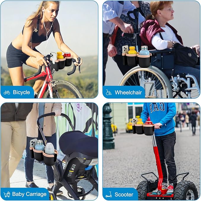 Accmor Stroller Cup Holder with Phone Holder, Bike Cup Holder, Universal Cup Holder for Uppababy Nuna Doona Strollers, 2-in-1 Cup Phone Holder for Stroller, Bike, Wheelchair, Walker, Scooter