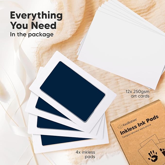 4-Pack Inkless Baby Hand and Footprint Kit - Mess Free Ink Pad for Newborn Keepsake, Dog Nose & Paw Print Kit, Clean Touch Ink Pad for Baby Hand & Footprints, Ideal New Mom Gifts (Navy)