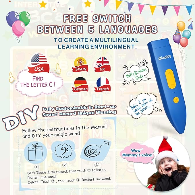 Bilingual Interactive for Kids Talking USA Map Alphabet Poster for Toddlers Learning and Educational Toys,Talking Educational Chart for Ages 3 to 12 Years Old,Learning ABC Letters for Preschool/Gift