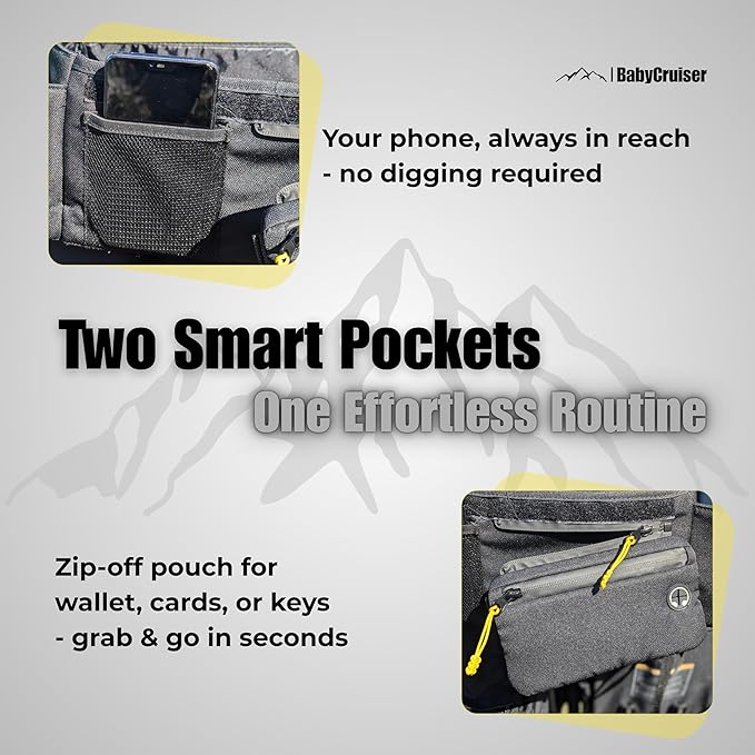 Stroller Caddy Double Stroller Organizer with Cup Holder Phone Pocket Changing Mat Straps Mounted 2 x Stroller Water Bottle Holder