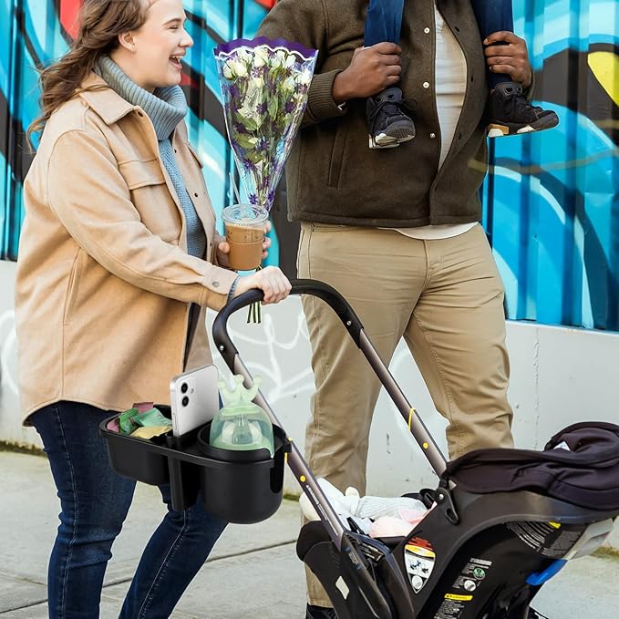 Accmor Stroller Cup Holder with Tray, Universal Cup Holder, Bike Bottle Holder, 360° Rotatable Large Caliber Drinks Holder for Stroller, Bike, Wheelchair, Walker