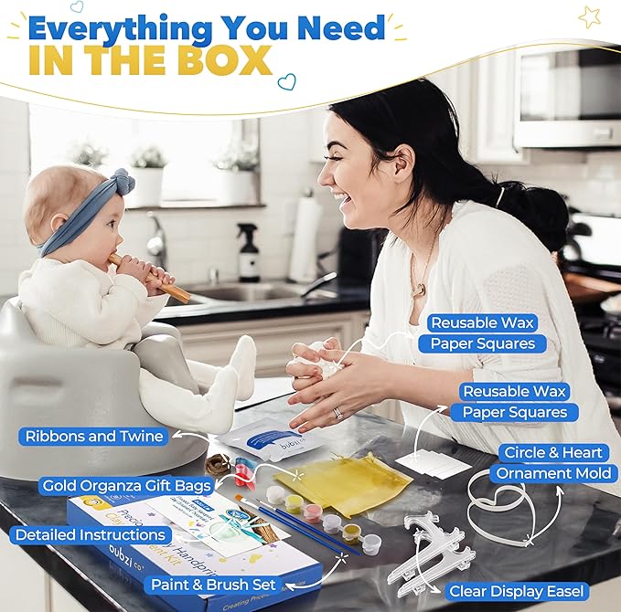 Bubzi Co Baby Keepsake Ornament - Baby Hand and Footprint Kit - Newborn Keepsake Ornament for Personalized Baby Gifts & Nursery Decor, Baby Handprint Kit for Girls & Boys