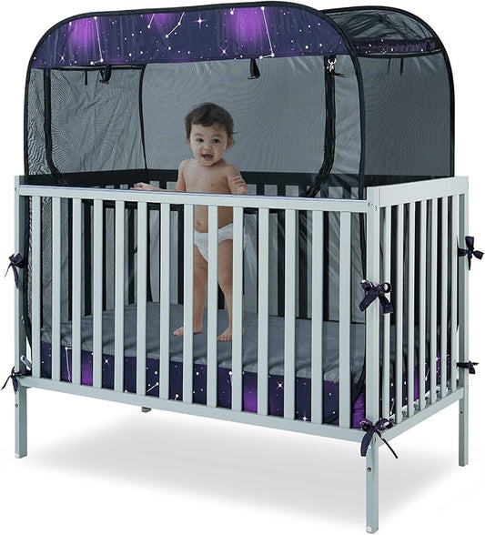 Porayhut Portable Baby Crib Net Safety Mesh Tent,Pop up Infant Mosquito Net, See Through Canopy Netting Cover for Baby&Toddler to Keep Baby from Climbing Out.