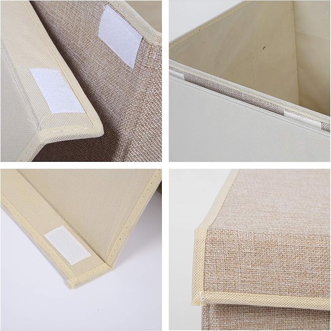 popoly Large Toy Box Chest Storage with Flip-Top Lid, Collapsible Kids Storage Boxes Container Bins for Toys, Playroom Organizers, 25"x13" x16"(Linen Beige)