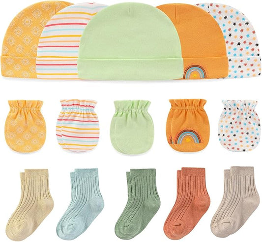 Baby Hats Mittens and Socks Set Cotton Newborn Hat Beanie Soft Infant Girls Boys Caps Gloves 0-6 month