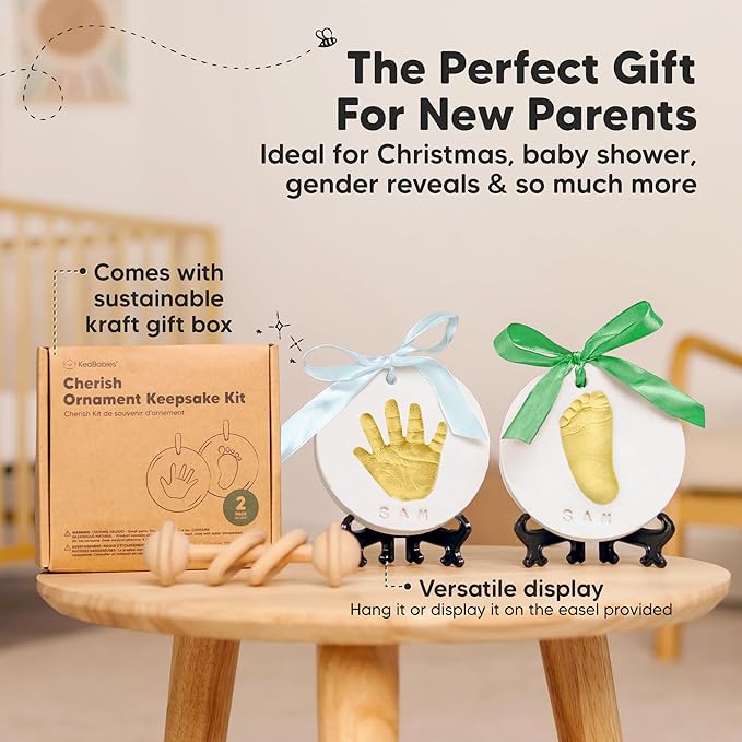 Baby Hand and Footprint Kit Girls, Boys - Personalized Baby Footprint Ornament Kit, Newborn Keepsake Gifts for New Mom, Easy to Use Handprint Makers,Cute Shower Gifts(Multi-Colored Paint)