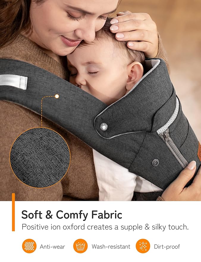 besrey Baby Carrier Hip Seat for Dad, Front Summer Infant Carrier Newborn to Toddler, Plus Men Backpack Holder, Harness for Carrying Infant, Hip Seat with Strap