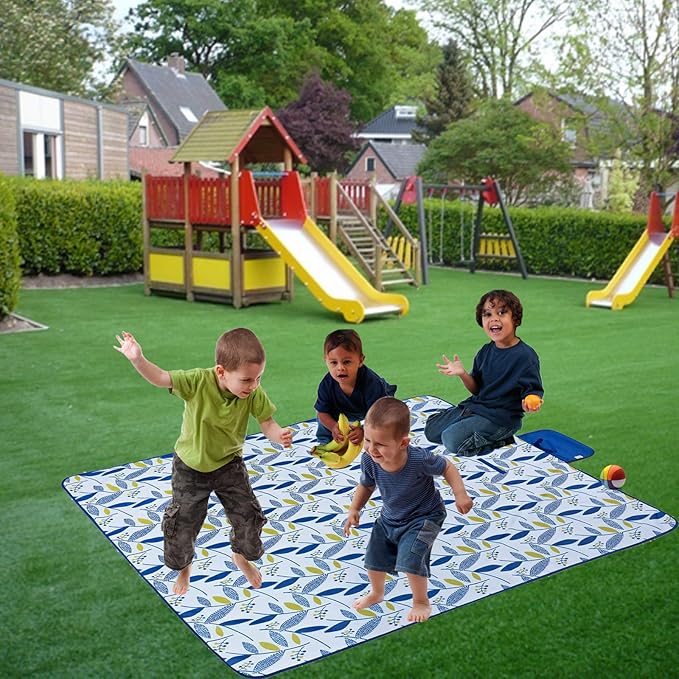 Beach Blanket Picnic Blanket Outdoor Mat Extra Large Waterproof Sand Proof Camping Blanket Lightweight Folding Portable Travel Blanket for Family Park Beach Grass, 79"x57"