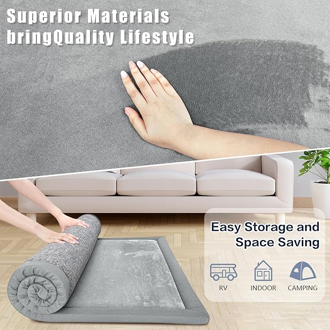 Thick Play Mat for Baby, 50 X 50x 1.3" Memory Foam Playpen Mat,Ultra Soft Tummy Time Mat with Non-Slip Backing, Baby Crawling Mat Child Nursery Rug for Infant, Toddlers, Kids (Light Gray)