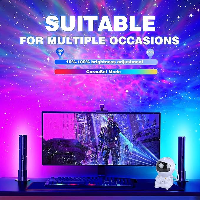 Astronaut Star Projector, Star Projector Galaxy Light for Kids,8 Modes Remote and 270° Adjustable Led Lights for Bedroom, Girls Room Decoration, Home Theater, Ceiling, Timer (White Guitar)