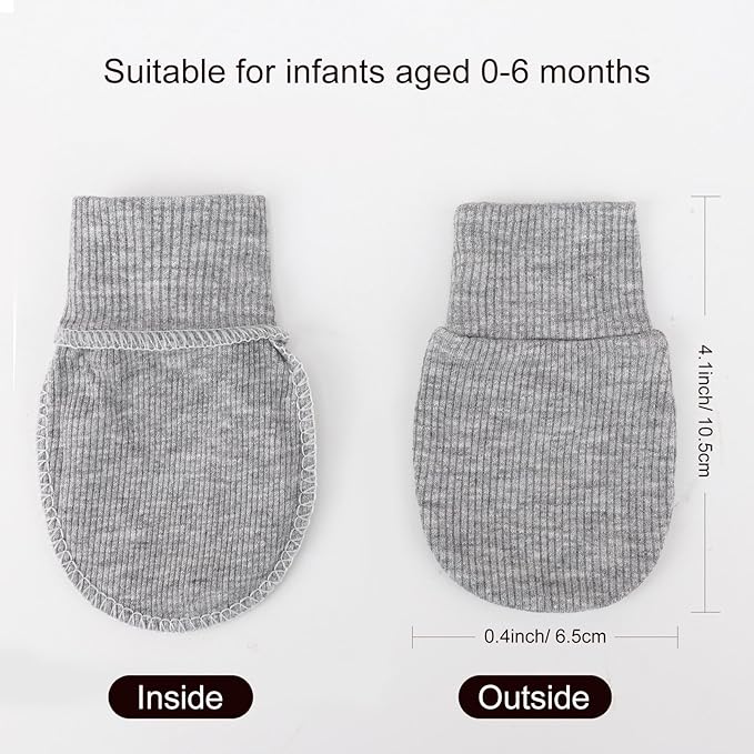 BQUBO 6 Pairs Newborn Baby Boys Girls Mittens 0-6 Months Unisex-Baby Infant Mittens Elastic No Scratch Wrist Gloves
