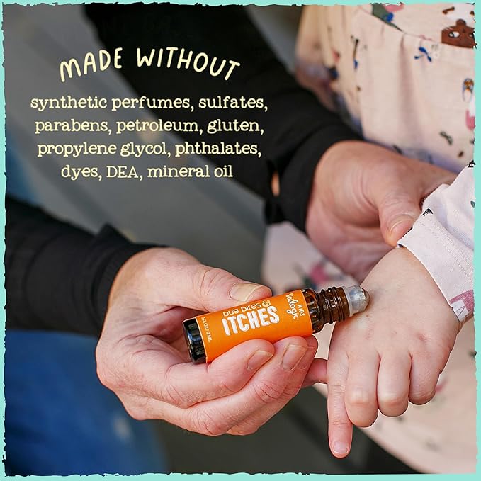 Oilogic Bug Bite Itch Roll-On Essential Oil for Kids - 100% Pure Essential Oils for Soothing Skin - Gentle, Kids-Safe Formula for Toddlers & Children, Indoor & Outdoor Use, 9ml