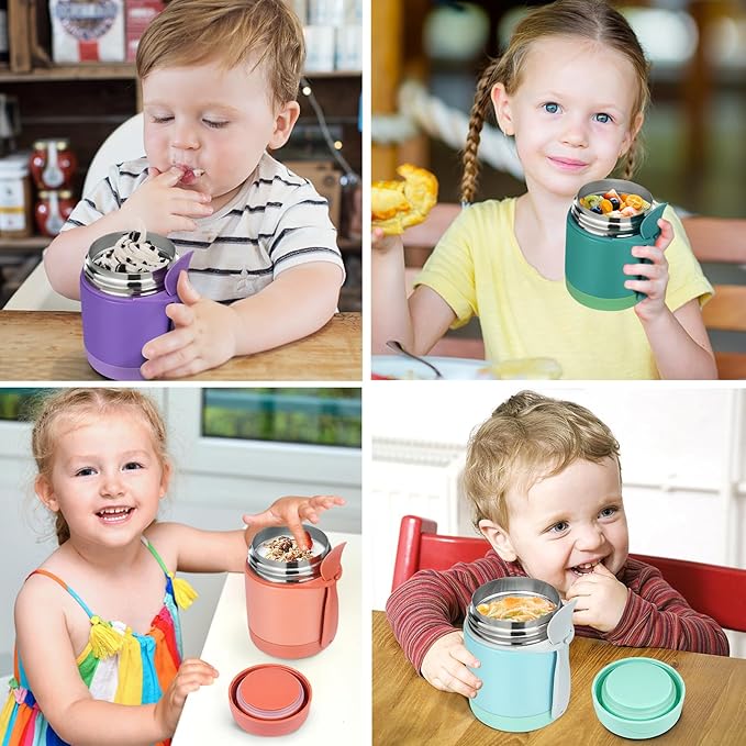 10oz Soup Thermo for Hot Food Kids,Lunch Thermo Kids Food Jar with Spoon Hot Insulated Food Containers,Leak Proof Stainless Steel Wide Mouth Lunch Food Thermo Jar for School(Purple)