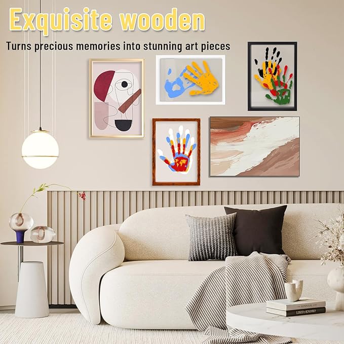 Family Handprint Kit - DIY Baby Handprint and Footprint Keepsake Frame for Newborns & Toddlers, 6 Colors