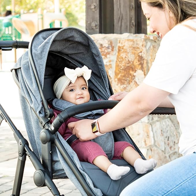 Mompush Wiz 2 in 1 Baby Stroller with Bassinet Mode, Convertible Infant Stroller for Newborn and Toddler with Reversible Seat and Large UPF 50+ Canopy