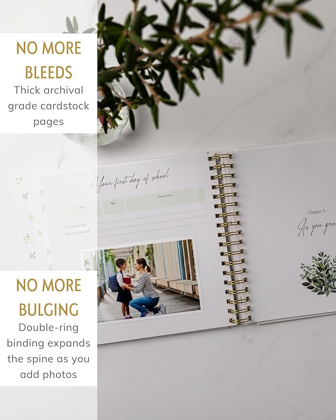 Baby's First 5 Year Book for Girl or Boy - Gender Neutral Green Meadow Nature Keepsake Memory Journal - Newborn Photo Album Milestone Scrapbook - Baby Registry and Gender Reveal Gift for Parents to Be