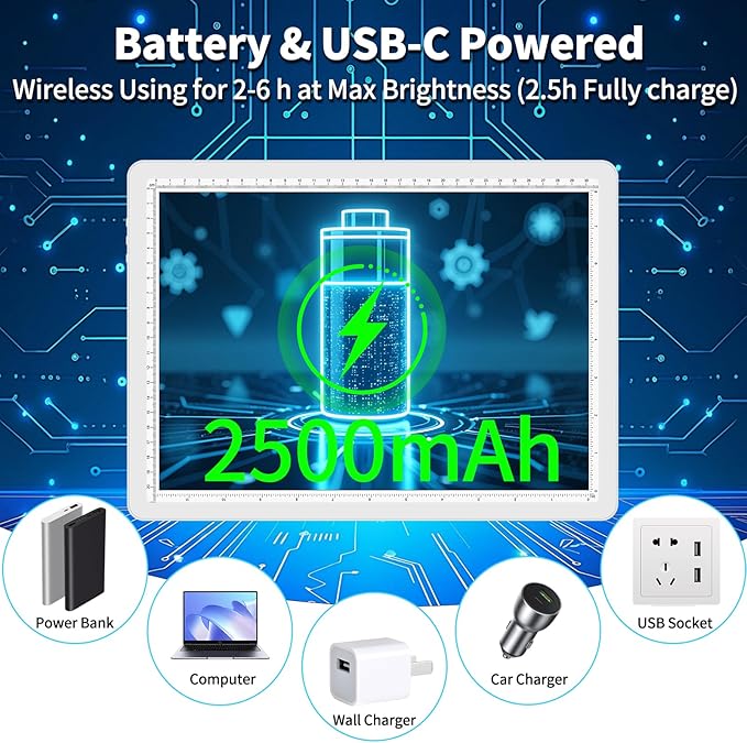 Phylosal Rechargeable A4 Light Pad with Built-in Stand & Bag, Magnetic Tracing Light Box for Drawing, Diamond Art Light Board with Side Button, Super Bright Light Table for Diamond Painting, Sketching