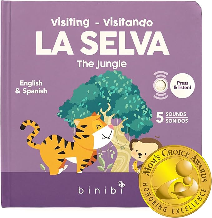Binibi Spanish Books for Babies & Toddlers 1-3 La Selva Bilingual Sound Book with Jungle Animal Sounds | Bilingual Children's Book | Support Spanish Learning for Kids | Libro en espaรฑol para bebรฉs