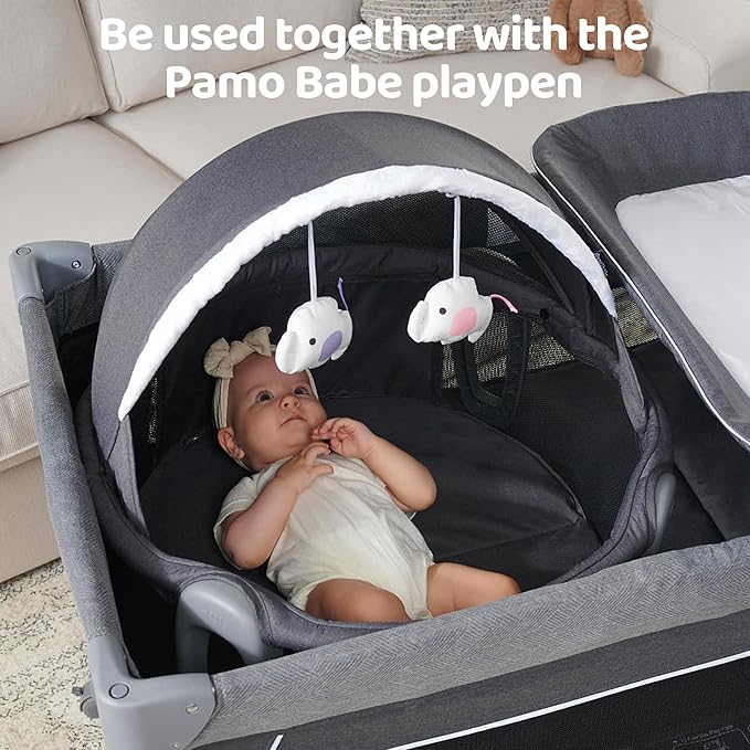 Pamo babe Portable Bassinet and Play Space Baby Dome with Toys and Canopy Travel Crib for Newborn