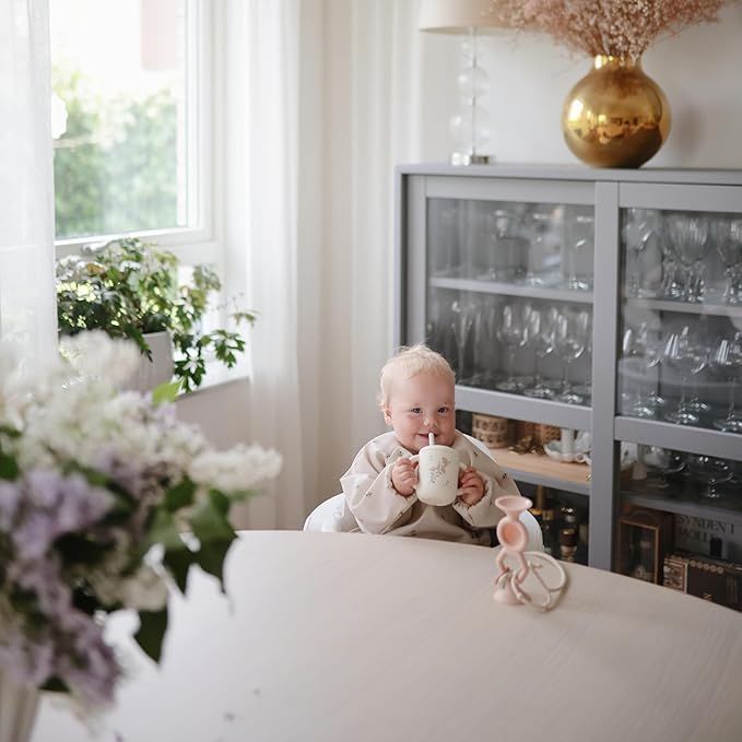 mushie 100% Silicone Training Cup & Straw for Toddlers | 6 Months+ (Pink Flowers)