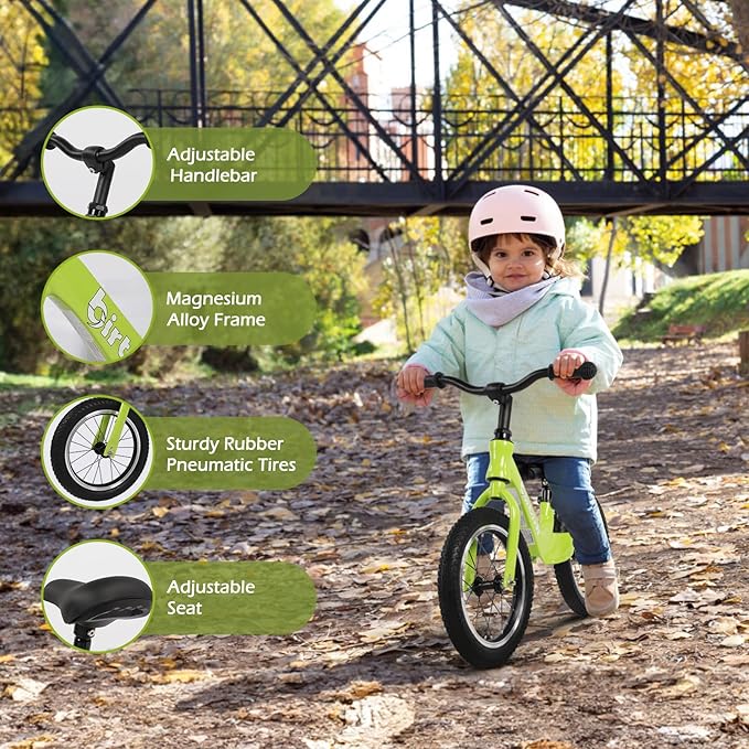 14" Kids Balance Bike for 3,4,5,6 Year Old Boys and Girls, Air Tires with Magnesium Alloy Frame, Lightweight No Pedal Toddler Training Bicycle