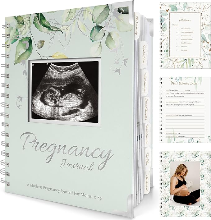 Pregnancy Journal for First Time Moms Gifts - 90 Pages Hardcover Pregnancy Memory Book, Beautiful & Cute Baby Book Keepsake, Ultrasound Baby Scrapbook, Mom To Be Gift (Sage)