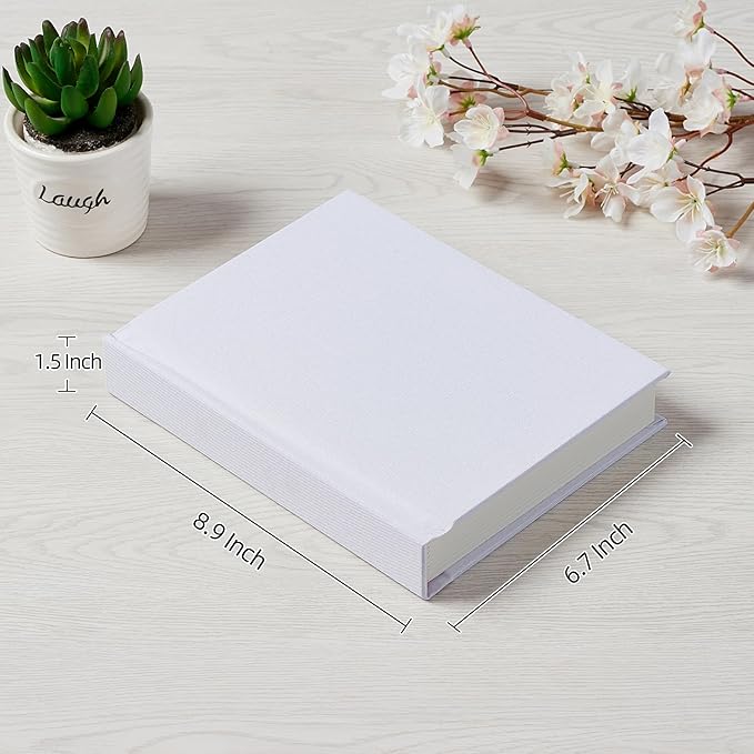Photo Album 5x7 with Writing Space Linen Cover 5x7 Photo Album Book Holds 20 Photos Ideal for Wedding Theme-Album and Baby Photo Albums (White,20 Pockets)
