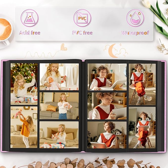 Popotop Photo Album 4x6 600 Pockets for Wedding Gifts,Linen Hardcover Picture Albums for Family Anniversary Baby Vacation Pictures