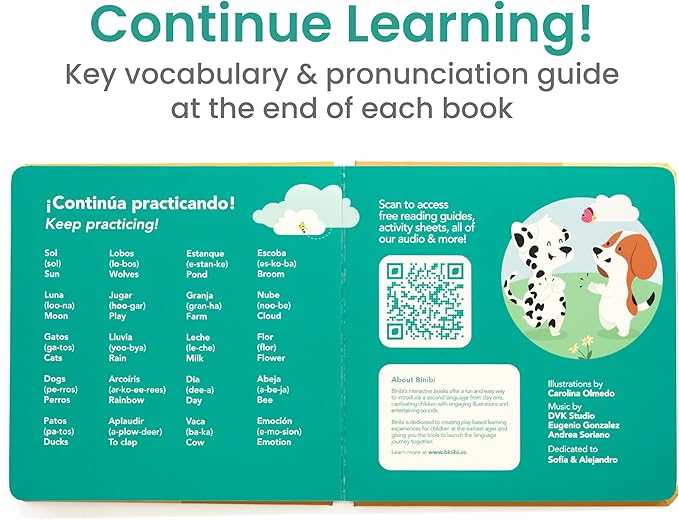 Binibi Spanish Musical Book for Toddlers Sol Solecito & Other Nursery Rhymes | Spanish Learning for Kids | Bilingual Children's Sound Book | Libro en espaรฑol para bebรฉs