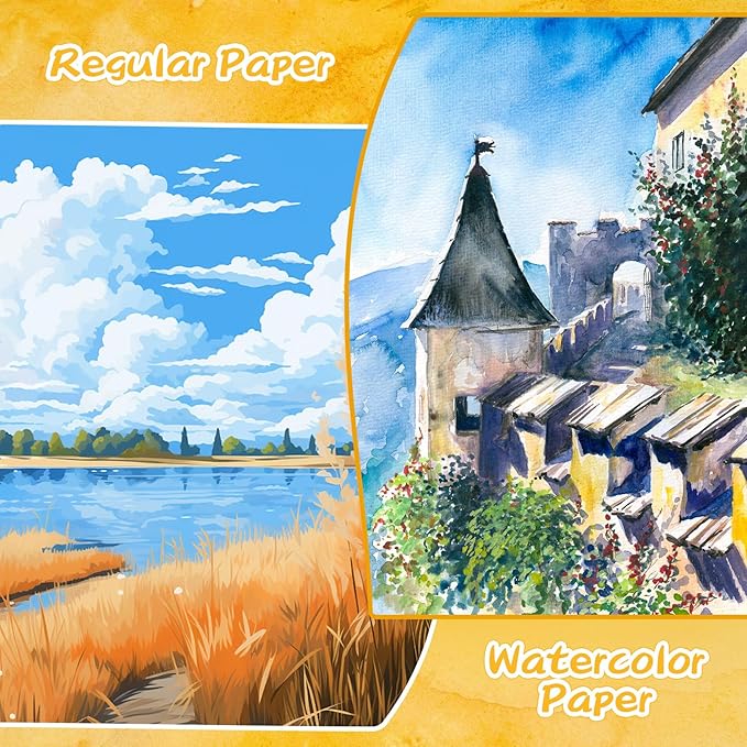 Caliart Watercolor Paint Set, 48 Colors with 3 Brushes, Mini Travel Watercolors Painting Kit Gifts for Adults Artists Painters Kids Teen Girls Boys Art Supplies