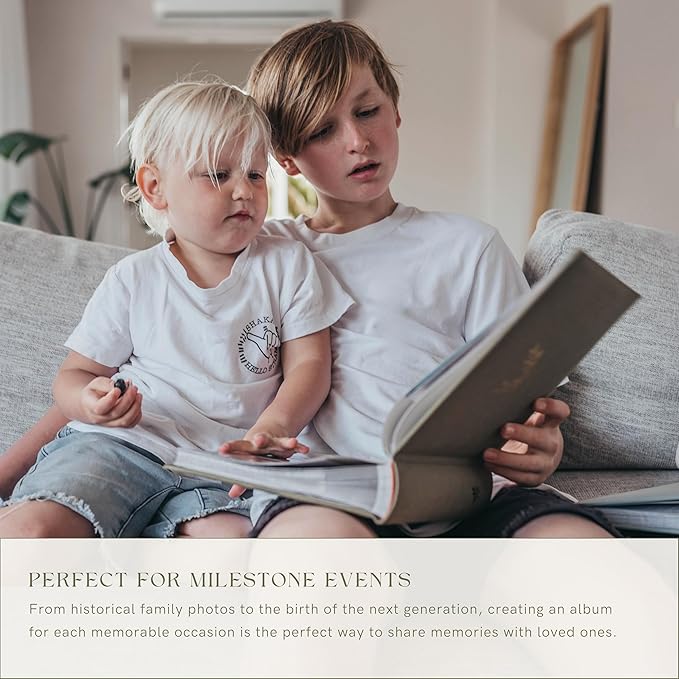 Elegant Linen Photo Album - 200 Acid-Free Pockets for 4x6 Pics - Perfect for Weddings & Gifts