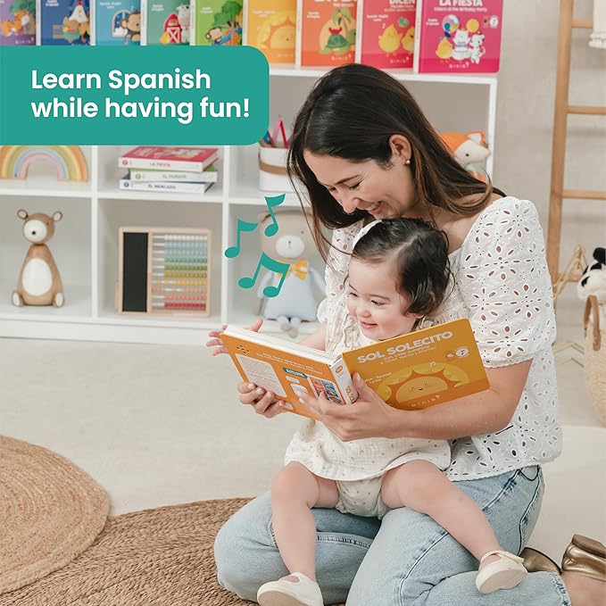 Binibi Spanish Musical Book for Toddlers Sol Solecito & Other Nursery Rhymes | Spanish Learning for Kids | Bilingual Children's Sound Book | Libro en espaรฑol para bebรฉs