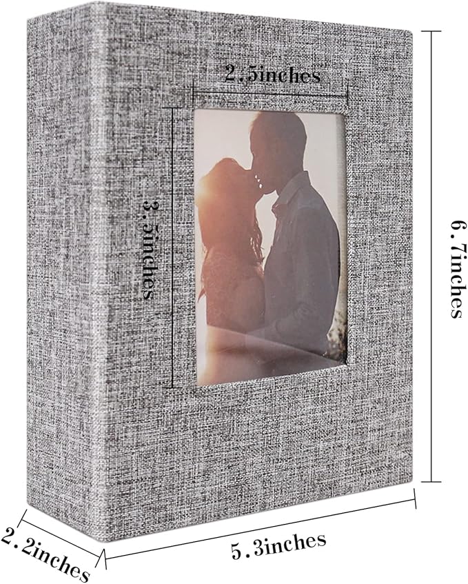 Vienrose Small Photo Album 4x6 100 Photos Linen Cover Picture Book with Front Window for Baby Wedding Children