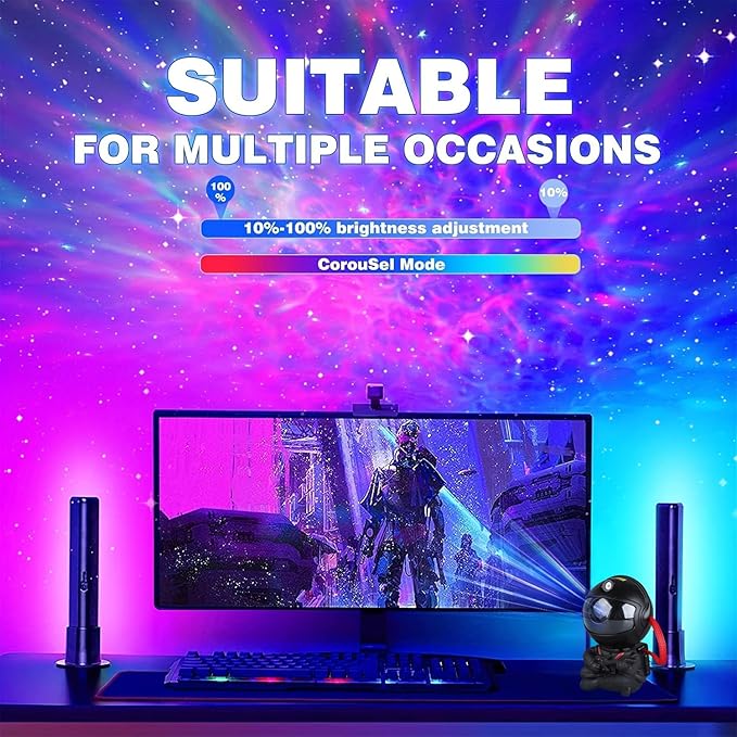 Astronaut Star Projector, Star Projector Galaxy Light for Kids,8 Modes Remote and 270° Adjustable Led Lights for Bedroom, Girls Room Decoration, Home Theater, Ceiling, Timer (Black Guitar)