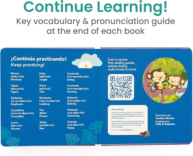 Binibi Spanish Books for Babies & Toddlers 1-3 La Selva Bilingual Sound Book with Jungle Animal Sounds | Bilingual Children's Book | Support Spanish Learning for Kids | Libro en espaรฑol para bebรฉs