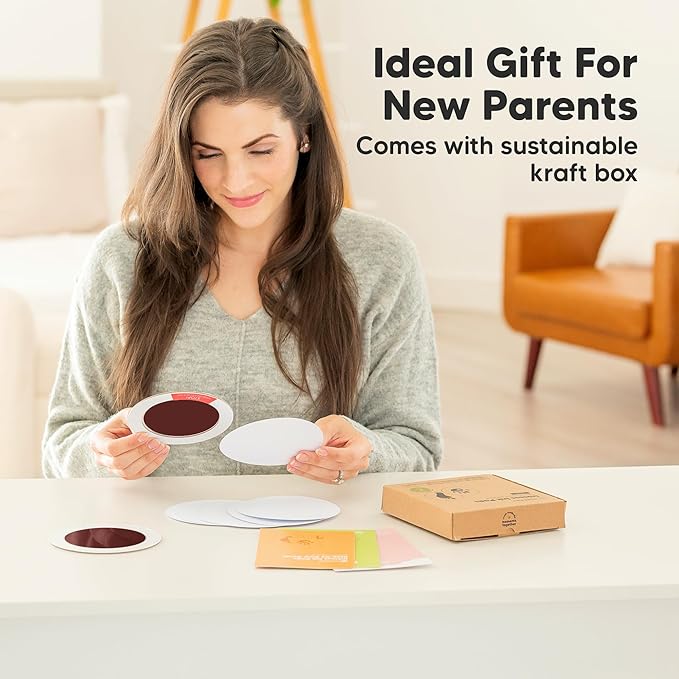 2-Pack Round Inkless Baby Hand and Footprint Kit - Mess Free Ink Pad for Newborn Keepsake, Dog Nose & Paw Print Kit, Clean Touch Ink Pad for Baby Hand & Footprints, Ideal New Mom Gifts (Auburn)