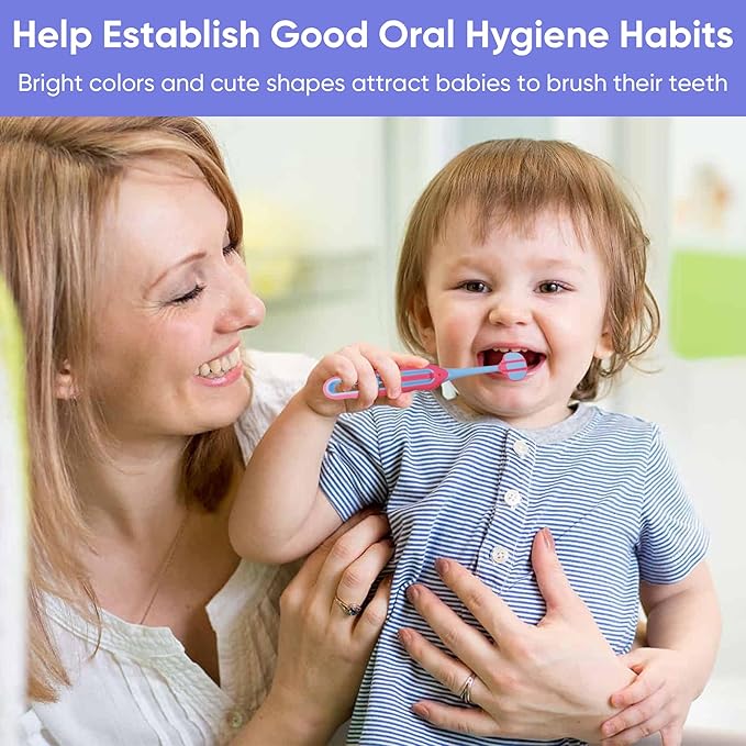 EASICUTI Soft Toddler Toothbrushes, Efficient 3 Sided Toothbrush, Baby Toothbrush 12 Months and up, Infant Tooth brush, Toddler Training Tooth brush for Ages 1-8 Years, Cleans All Sides-8 Pack, Patent